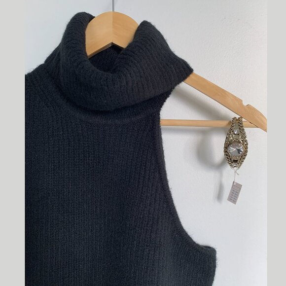 Gap One-Shoulder Turtleneck Sweater Medium Black - Picture 4 of 6